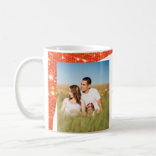 Fügen Sie einfach Ihren Foto Text Glitzer Funkeln Kaffeetasse (Links)