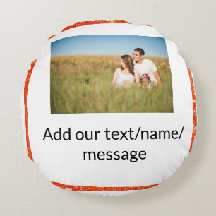 Fügen Sie einfach Ihren Foto Text Glitzer Funkeln  Rundes Kissen