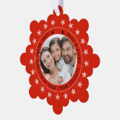 Fügen Sie Foto hinzu und nennen Sie frohe Weihnach Ornament Karte (Linke Ecke)