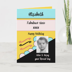 Fügen Sie Foto Jahr Name Meilenstein Geburtstag ge Karte