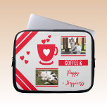 Fügen Sie Fotos Kaffeeliebhaber grau und rot hinzu Laptopschutzhülle<br><div class="desc">Idee der Laptop-Hülle Tier- und Kaffeeliebhaber. Ersetzen Sie die 2 Fotos durch Ihr eigenes und fügen Sie einen Namen hinzu. Rot und Grau.</div>