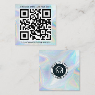 Fügen Sie Geschäftslogo und QR-Code DIY-Holografie Quadratische Visitenkarte