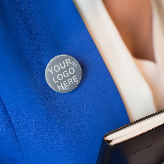 Fügen Sie hier Ihr Logo hinzu: Moderne blaue Werbu Button