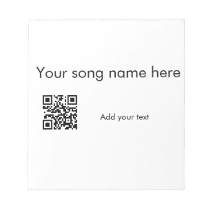 Fügen Sie hier Ihren Songnamen hinzu q r Code Text Notizblock