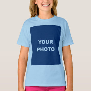 Fügen Sie Ihr Bild Foto Bild Logo Hellblau T-Shirt