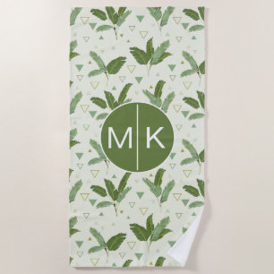 Fügen Sie Ihr Blatt des Monogramm- Banana mit Strandtuch