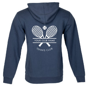 Fügen Sie Ihr Club Name Tennis Logo Navy Blue Cust Hoodie