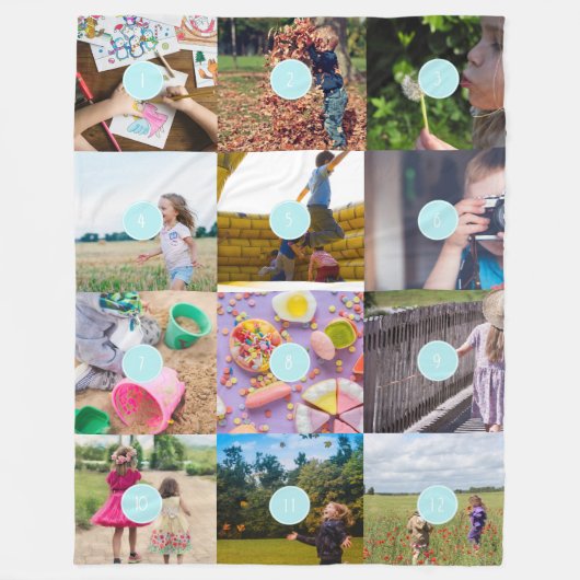 Fügen Sie Ihr eigenes 12 Foto Customizable Card Fo Fleecedecke (Vorderseite)