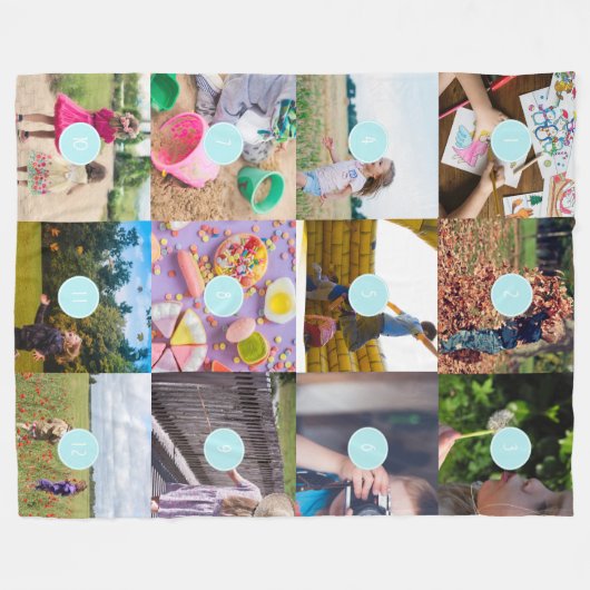 Fügen Sie Ihr eigenes 12 Foto Customizable Card Fo Fleecedecke (Vorderseite (Horizontal))