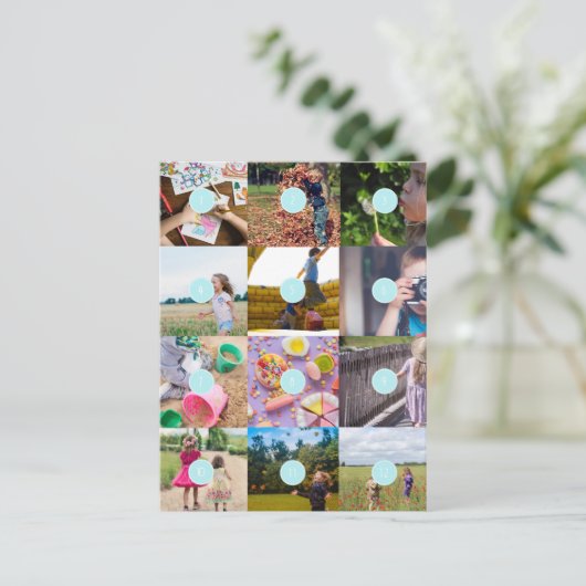 Fügen Sie Ihr eigenes 12 Foto Customizable Card Fo Postkarte (Stehend Vorderseite)