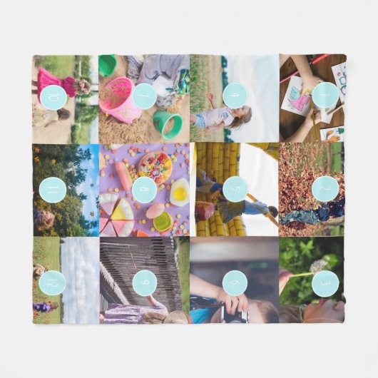 fügen Sie Ihr eigenes 12 Foto individualisierbares Fleecedecke (Vorderseite (Horizontal))