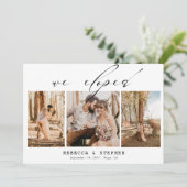 Fügen Sie Ihr eigenes 4-Foto Elegantes Hochzeitsfe Einladung (Stehend Vorderseite)