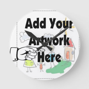 Fügen Sie Ihr eigenes Artwork oder Kinderwerk für  Runde Wanduhr