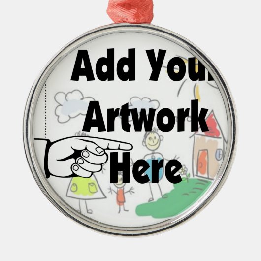 Fügen Sie Ihr eigenes Artwork oder Kinderwerk für  Silbernes Ornament (Vorne)