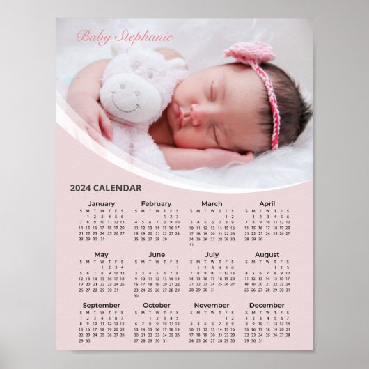 Fügen Sie Ihr eigenes Baby Foto 2024 Kalender hinz Poster (Vorne)