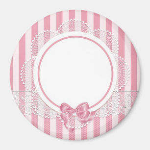 Fügen Sie Ihr eigenes Bild oder Text rosa Spitzen- Magnet