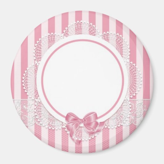 Fügen Sie Ihr eigenes Bild oder Text rosa Spitzen- Magnet (Vorne)