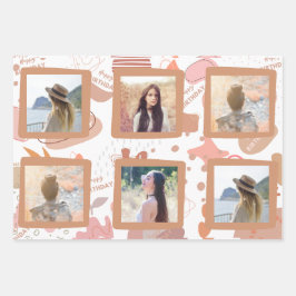 Fügen Sie Ihr eigenes Foto Glücklichen Geburtstag  Geschenkpapier Set