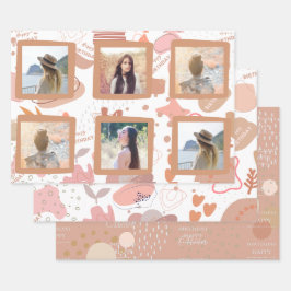 Fügen Sie Ihr eigenes Foto Glücklichen Geburtstag  Geschenkpapier Set