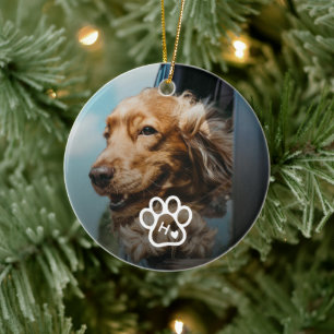 Fügen Sie Ihr eigenes Foto-Hunde-Haustier-Monogram Keramik Ornament