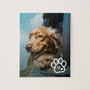Fügen Sie Ihr eigenes Foto-Hunde-Pets-Monogramm-Pu Puzzle