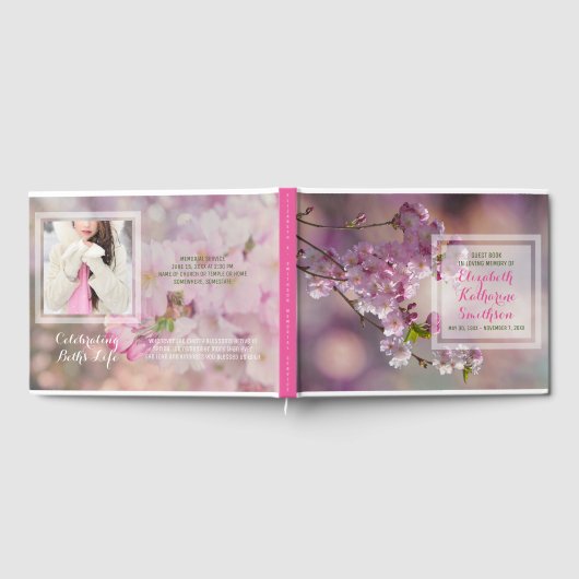 Fügen Sie Ihr eigenes Foto Memorial Pink Cherry Bl Gästebuch (Voll)