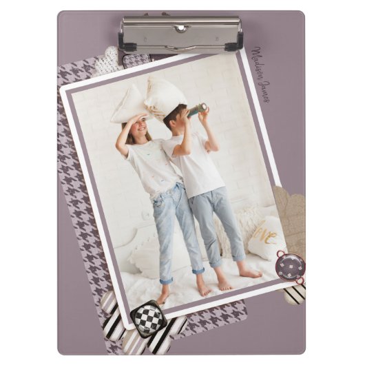 Fügen Sie Ihr eigenes Foto Moderner, Personalisier Klemmbrett (Vorderseite)