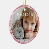 Fügen Sie Ihr eigenes Foto Niedlich Pink Oster Per Keramik Ornament (Rechts)