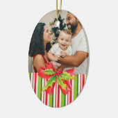 Fügen Sie Ihr eigenes Foto Rot-Grün & Weiß-Ornamen Keramikornament (Links)