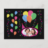 Fügen Sie Ihr eigenes Foto zu Party Hats und Ballo Postkarte (Vorderseite)