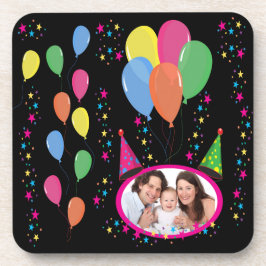 Fügen Sie Ihr eigenes Foto zu Party Hats und Ballo Untersetzer