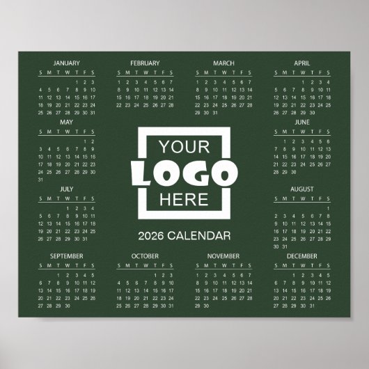 Fügen Sie Ihr eigenes Geschäft-Logo 2026 Kalender Poster (Vorne)
