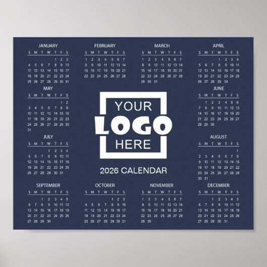 Fügen Sie Ihr eigenes Geschäft-Logo 2026 Kalender  Poster (Vorne)