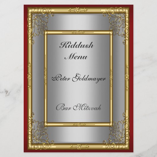 Fügen Sie Ihr eigenes Kiddush-Menü für Bar Bat Mit Menükarte (Rückseite)