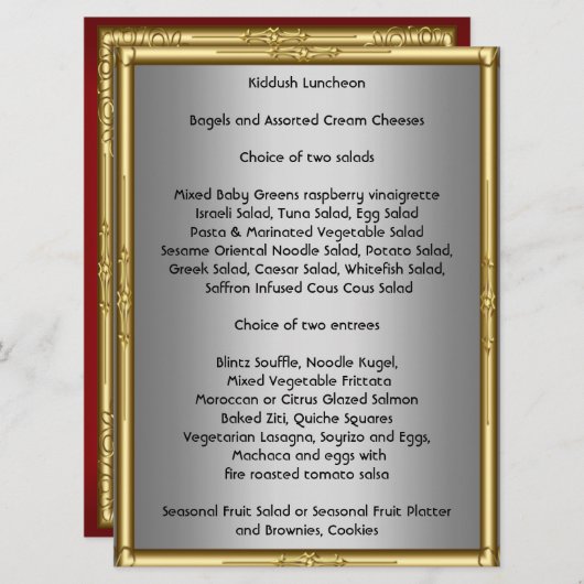 Fügen Sie Ihr eigenes Kiddush-Menü für Bar Bat Mit Menükarte (Vorne/Hinten)