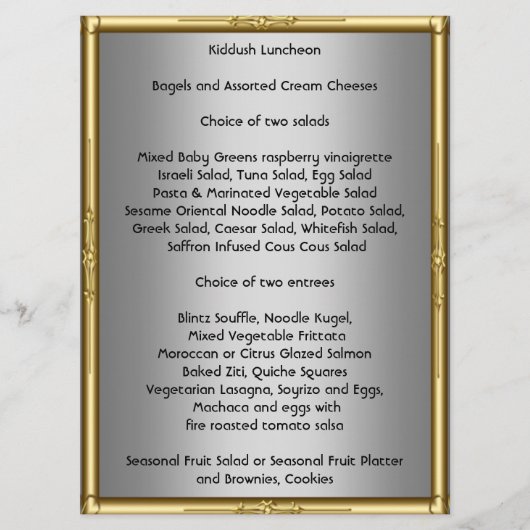 Fügen Sie Ihr eigenes Kiddush-Menü für Bar Bat Mit Menükarte (Vorderseite)
