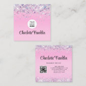 Fügen Sie Ihr eigenes Logo Kreis eleganten Glitzer Quadratische Visitenkarte (Vorne/Hinten)