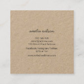 Fügen Sie Ihr eigenes Logo Rustic Kraft Social Med Quadratische Visitenkarte (Rückseite)