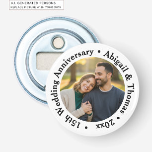 Fügen Sie Ihr eigenes Paar-Foto 15. Hochzeitstag h Flaschenöffner
