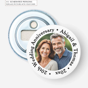 Fügen Sie Ihr eigenes Paar-Foto 20. Hochzeitstag h Flaschenöffner