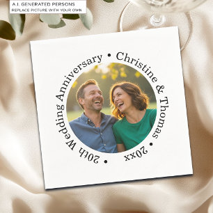 Fügen Sie Ihr eigenes Paar-Foto 20. Hochzeitstag h Serviette