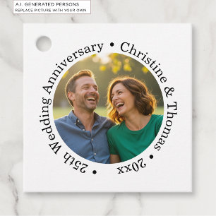 Fügen Sie Ihr eigenes Paar-Foto 25. Hochzeitstag h Geschenkanhänger