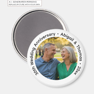 Fügen Sie Ihr eigenes Paar-Foto 30. Hochzeitstag h Magnet