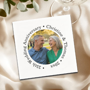 Fügen Sie Ihr eigenes Paar-Foto 35. Hochzeitstag h Serviette