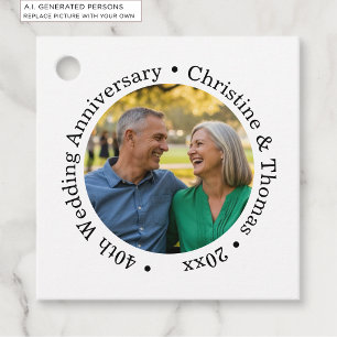 Fügen Sie Ihr eigenes Paar-Foto 40. Hochzeitstag h Geschenkanhänger