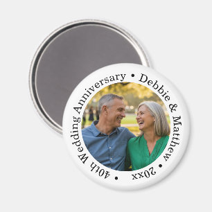 Fügen Sie Ihr eigenes Paar-Foto 40. Hochzeitstag h Magnet