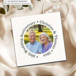 Fügen Sie Ihr eigenes Paar-Foto 50. Hochzeitstag h Serviette