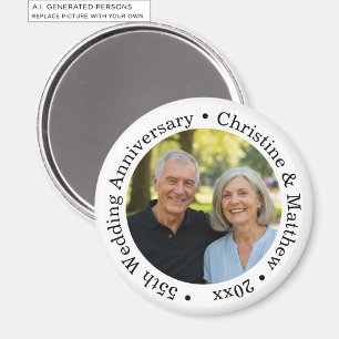 Fügen Sie Ihr eigenes Paar-Foto 55. Hochzeitstag h Magnet