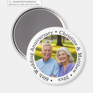 Fügen Sie Ihr eigenes Paar-Foto 60. Hochzeitstag h Magnet