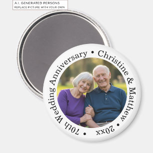 Fügen Sie Ihr eigenes Paar-Foto 70. Hochzeitstag h Magnet